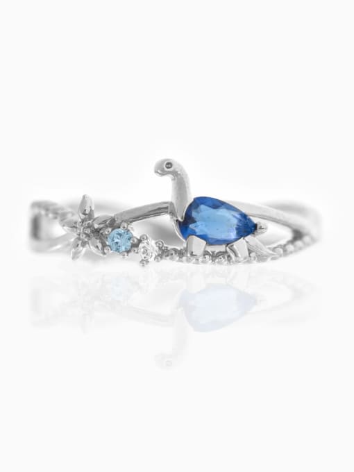 Dark blue white K Brass Cubic Zirconia Multi Color Dragon Cute Band Ring