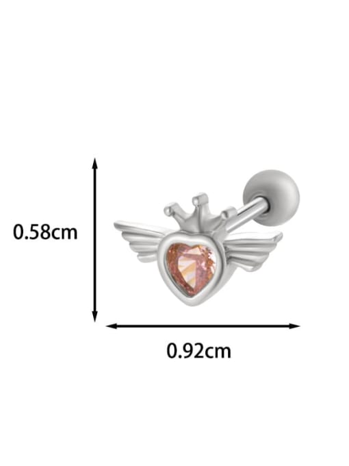 2 #Platinum --Single Brass Cubic Zirconia Heart Chain Tassel Minimalist Single Earring