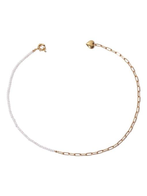 ACCA Brass Imitation Pearl Heart Vintage Tassel  Necklace 0