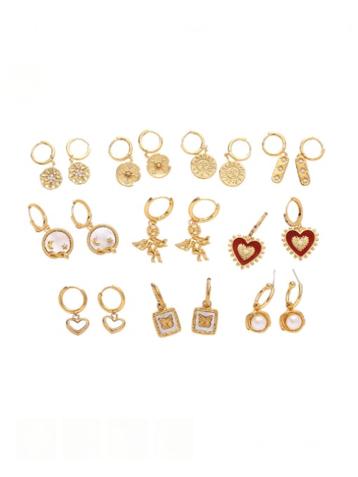 Five Color Brass Geometric Vintage Huggie Earring