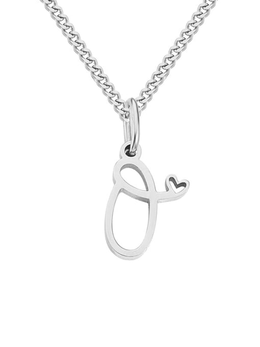 O  steel color Stainless steel Letter Minimalist Necklace