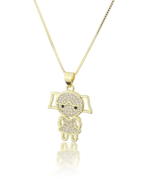 renchi Brass Cubic Zirconia Cute GriL Pendant Necklace 0