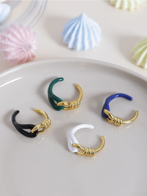 Five Color Brass Enamel Knot Minimalist Band Ring 4
