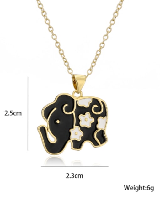 AOG Brass Enamel Elephant Vintage Necklace 2