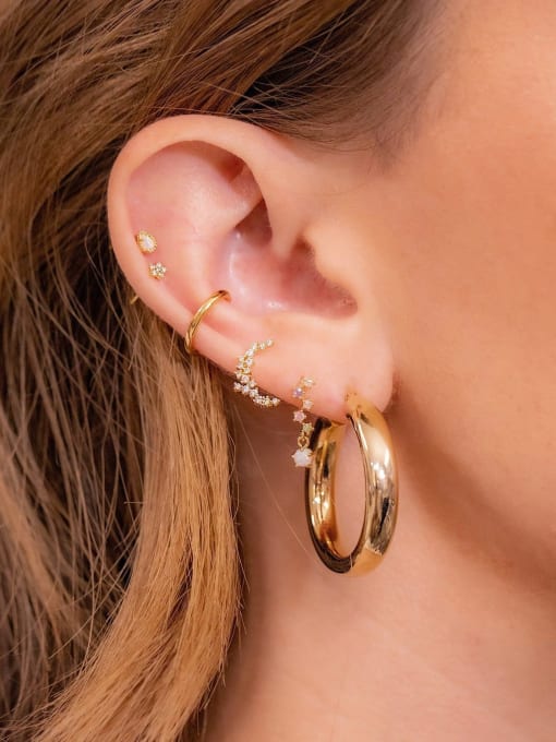 COLSW Brass Cubic Zirconia Multi Color Irregular Cute Stud Earring 2