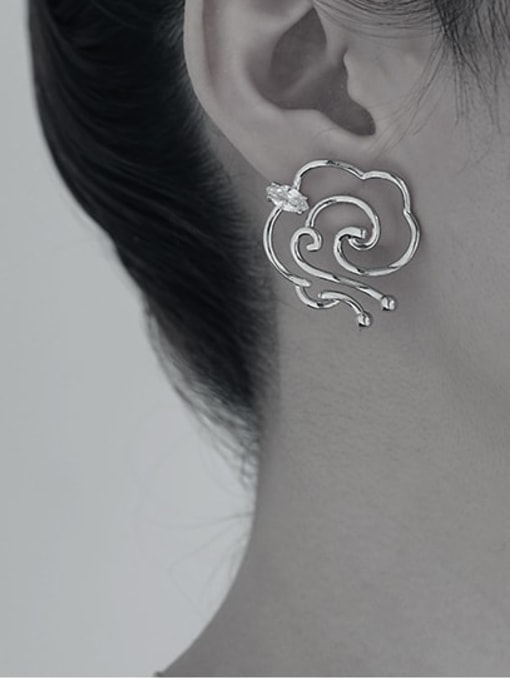 TINGS Brass Cubic Zirconia Cloud Minimalist Stud Earring 1