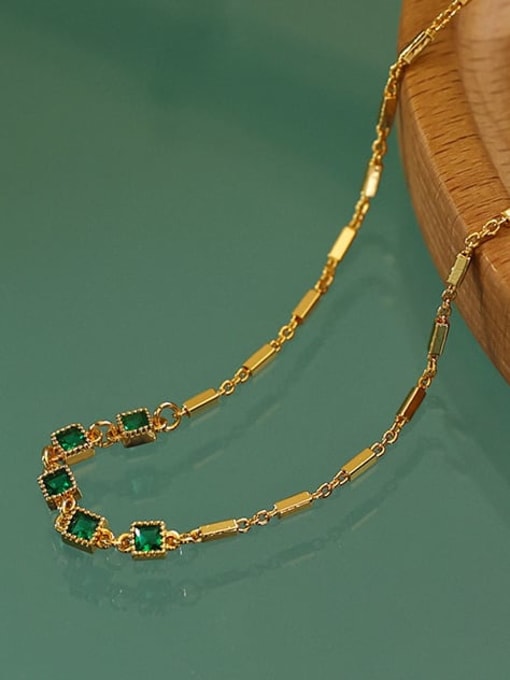 Five Color Brass Cubic Zirconia Geometric Minimalist Necklace 0