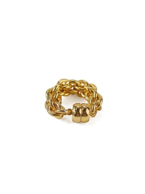 (single) 1 gold Brass Hollow  Geometric Chain lodestone Hip Hop Clip Earring