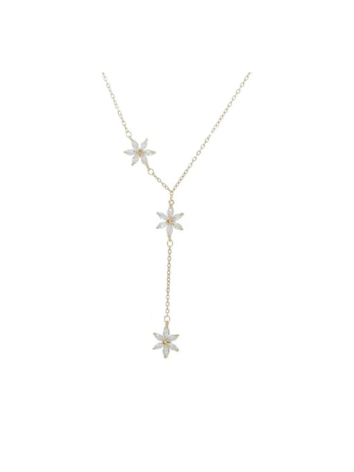 YOUH Brass Cubic Zirconia Star Dainty Lariat Necklace