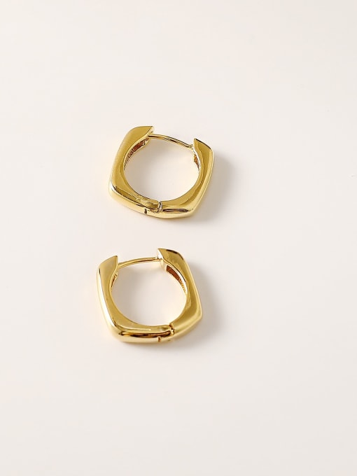 16K gold Brass Hollow Geometric Minimalist Huggie Trend Korean Fashion Earring