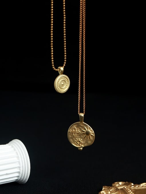 Five Color Brass Round Vintage  Sun Planet Pendant  Necklace