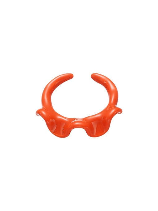 Orange Ring Brass Enamel Geometric Cute Band Ring