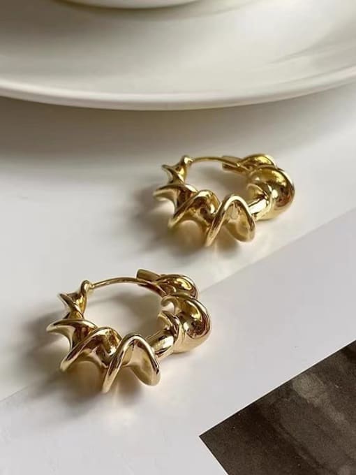 Geometric ear ring gold Brass Irregular Vintage Huggie Earring