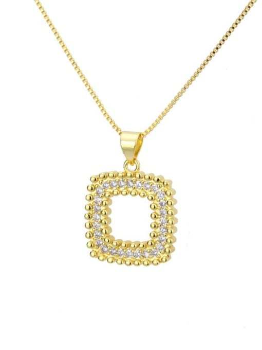 renchi Brass Rhinestone  Minimalist Square Earring and Necklace Set 2
