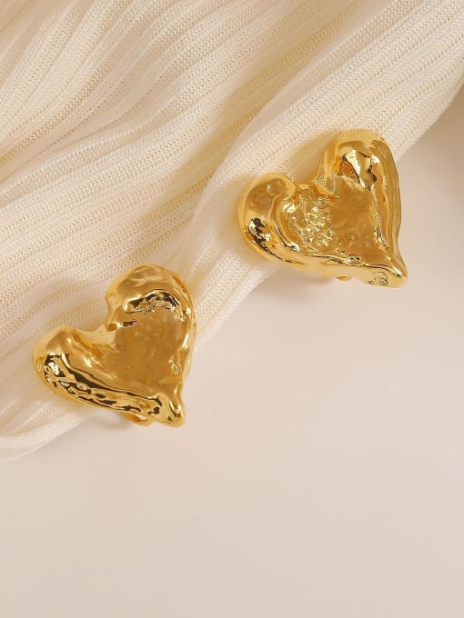 HYACINTH Brass Heart Trend Stud Earring 3