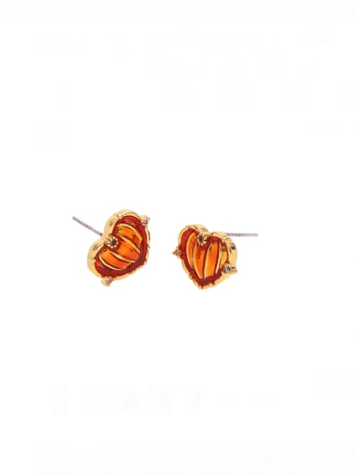 Five Color Brass Cubic Zirconia Heart Minimalist Stud Earring 0