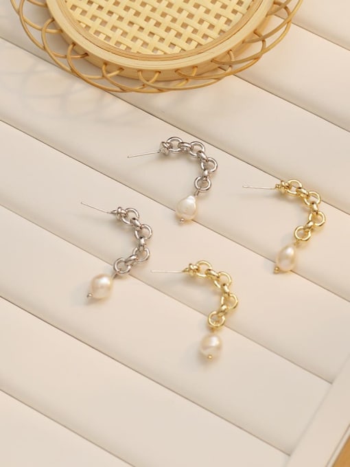 HYACINTH Copper Imitation Pearl Geometric Minimalist Drop Trend Korean Fashion Earring 0