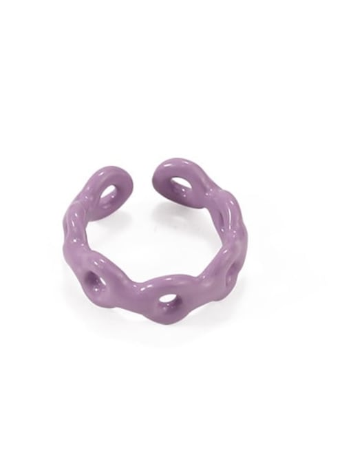 Lavender Zinc Alloy  Enamel Geometric Minimalist Band Ring