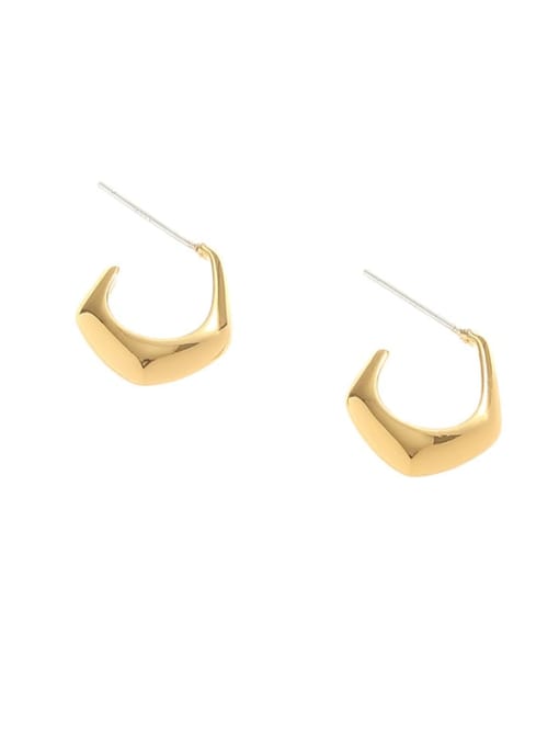 golden Brass Geometric Minimalist Stud Earring