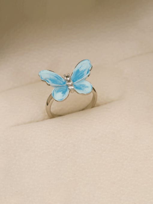 HYACINTH Brass Enamel Butterfly Minimalist Band Ring 0