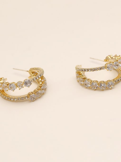 14k Gold Brass Cubic Zirconia Irregular Minimalist Stud Trend Korean Fashion Earring