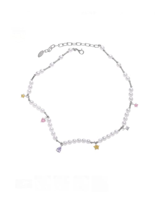 necklace Brass Imitation Pearl Tassel Minimalist Beaded Necklace