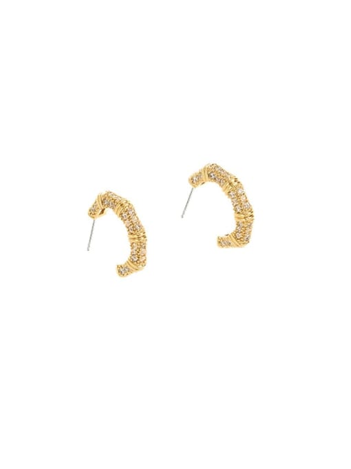 Section 1 Brass Cubic Zirconia Geometric Vintage Stud Earring
