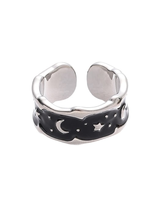 Style 4 Ring Brass Enamel Moon Hip Hop Band Ring