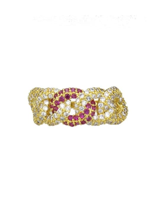 gold-plated Brass Cubic Zirconia Irregular Vintage Band Ring