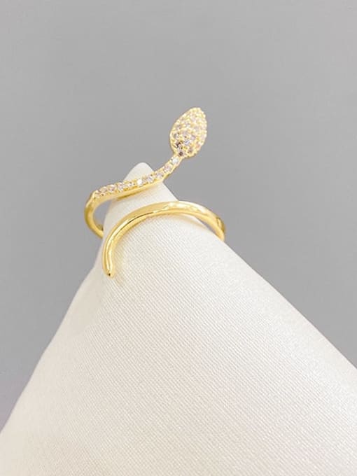 YOUH Brass Cubic Zirconia Snake Dainty Band Ring 0