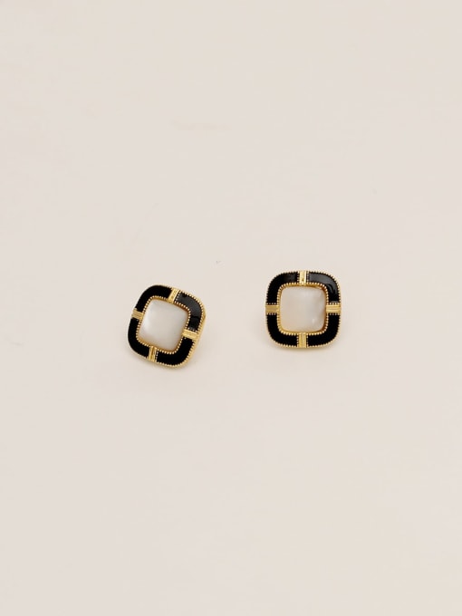 HYACINTH Brass Shell Geometric Minimalist Stud Trend Korean Fashion Earring 0