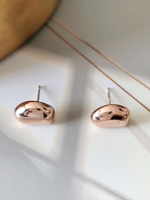 rose gold Copper Smooth Geometric Minimalist Stud Trend Korean Fashion Earring
