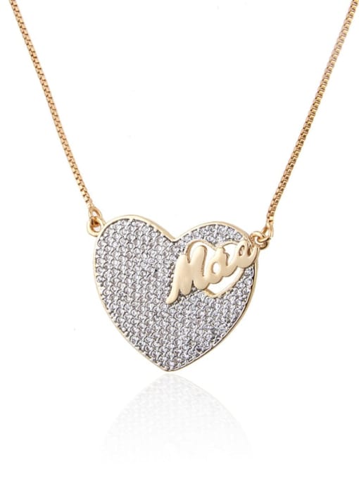 gold-plated Brass Cubic Zirconia Heart Dainty Necklace