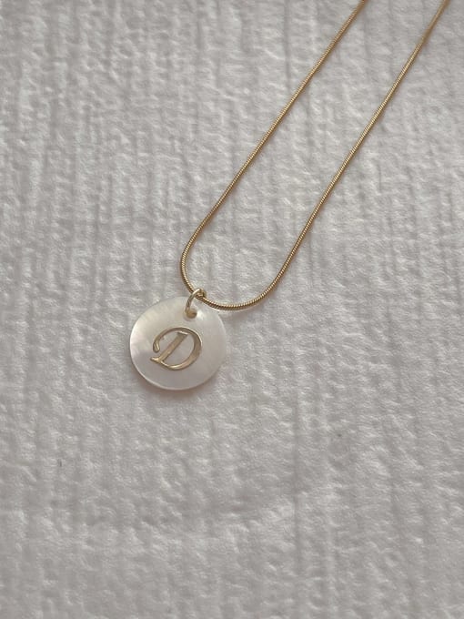 D-letter pendant necklace Stainless steel Shell Letter Minimalist Necklace