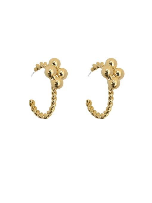 HYACINTH Copper Bead Geometric Minimalist Stud Trend Korean Fashion Earring 0