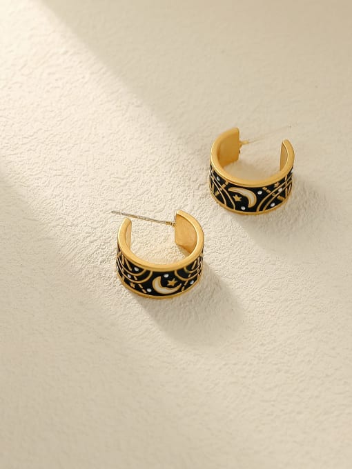 HYACINTH Brass Enamel Geometric Vintage Stud Trend Korean Fashion Earring 2