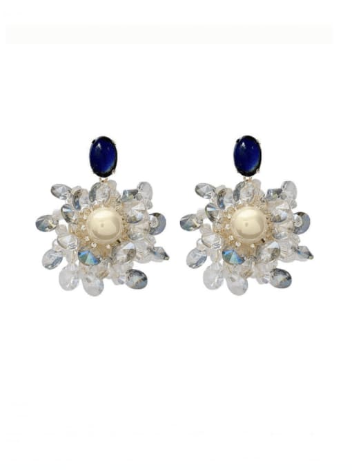 SUUTO Brass  Imitation crystal Flower Luxury Cluster Earring 0