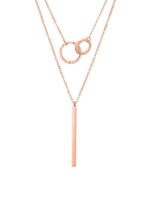 rose gold Stainless steel rectangle Minimalist Lariat Necklace