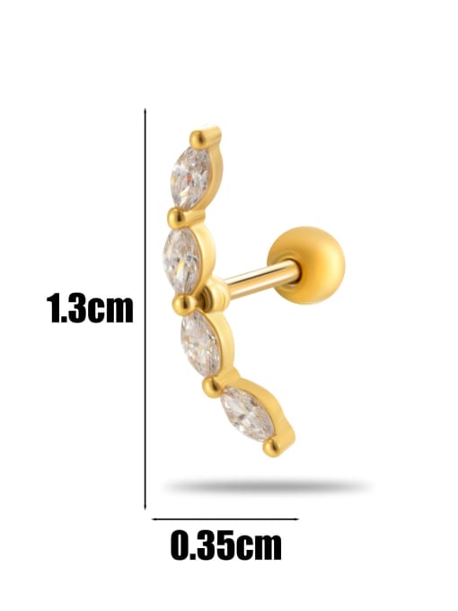 7# Gold-- Single Brass Cubic Zirconia Bowknot Tassel Trend Single Earring