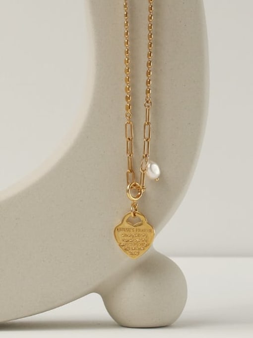 ACCA Brass Heart Minimalist Beaded Necklace 2