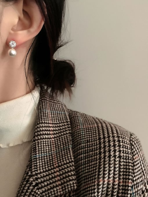 HYACINTH Copper Imitation Pearl Round Minimalist Stud Trend Korean Fashion Earring 2