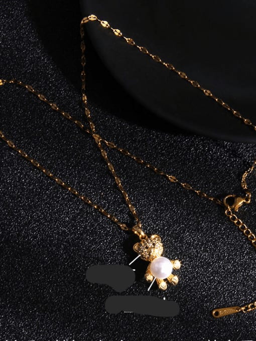 Bear a173 Copper Imitation Pearl Acrylic Sea  Star Trend Heart Pendant Necklace