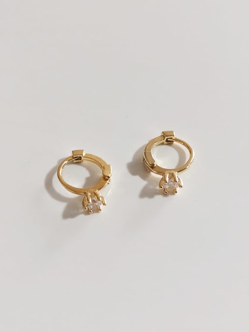 A diamond gold Copper Cubic Zirconia Cross Cute Huggie Trend Korean Fashion Earring