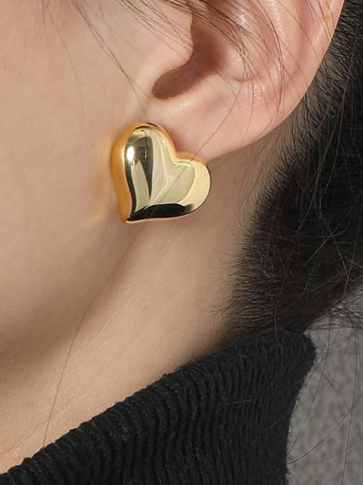 HYACINTH Brass Smooth  Heart Minimalist Clip Earring 1