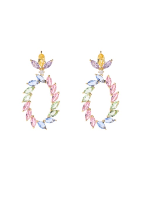 OUOU Brass Cubic Zirconia Flower Luxury Cluster Earring 0