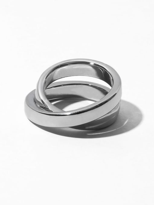 Platinum ring Brass Smooth Geometric Minimalist Stackable Ring