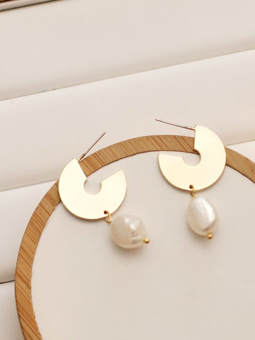 HYACINTH Copper Freshwater Pearl Geometric Minimalist Drop Trend Korean Fashion Earring 3