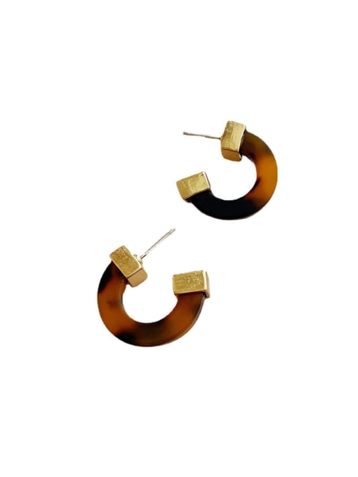 ZRUI Alloy Resin Geometric Vintage Hoop Earring 0