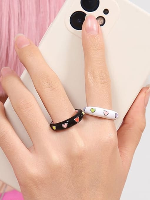 TINGS Brass Enamel Multi Color Heart Trend Band Ring 1