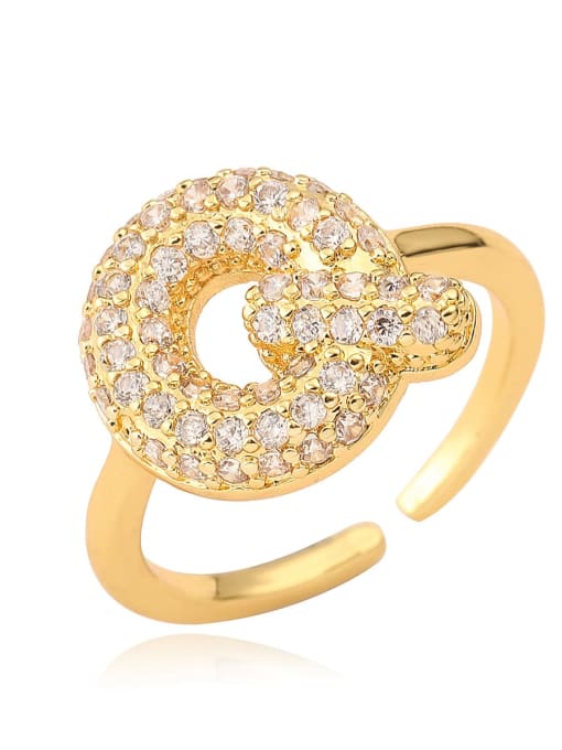 Q Brass Cubic Zirconia Letter Minimalist Band Ring